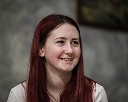 Closeup of girl with red hair